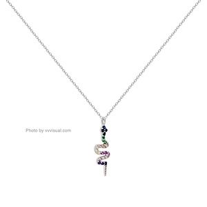 Sterling Silver 925 Snake and Multi-Color Gemstone